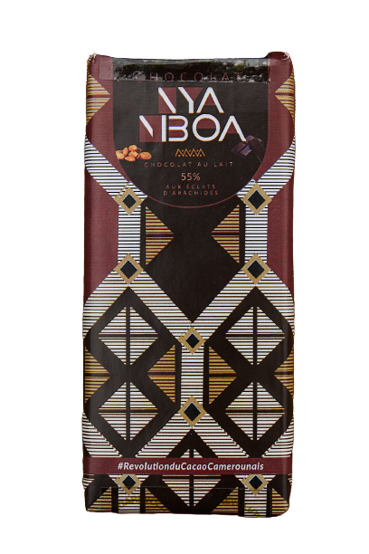 Chocolat Nya Mboa au Lait et aux Eclats d’Arachides 55% de Teneur en Cacao